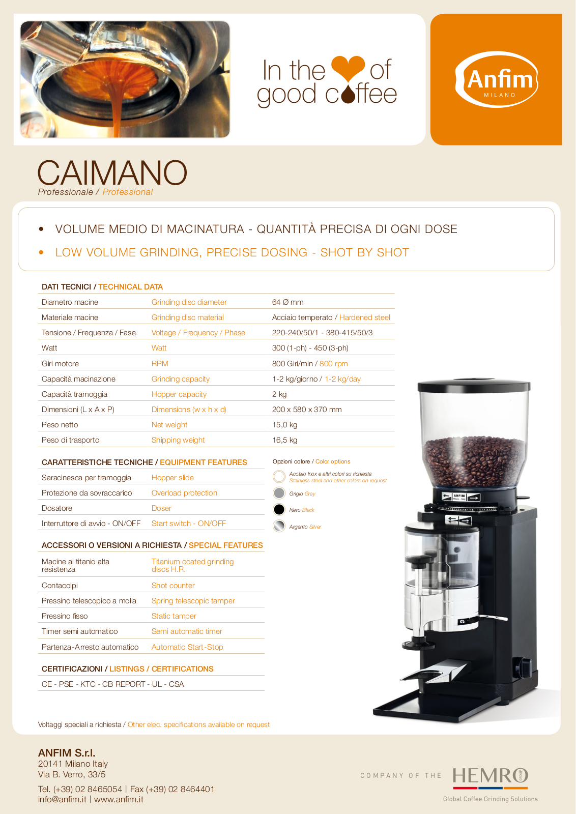 Anfim Caimano Brochure - ManualMachine.com