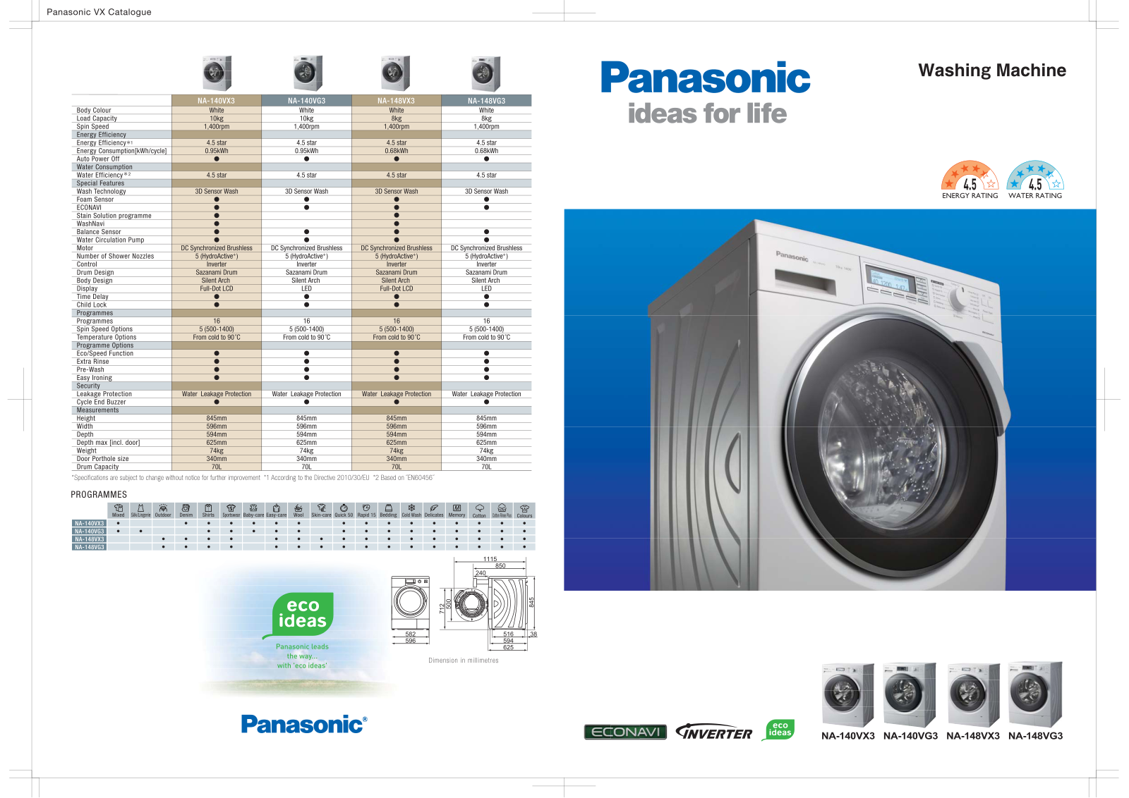 Panasonic NA-140VG3WAU Product Sheet