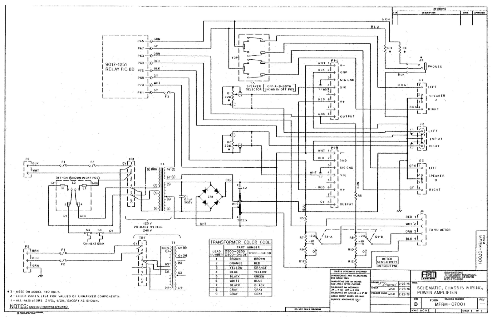 BGW MFRM07001 Schematic - ManualMachine.com