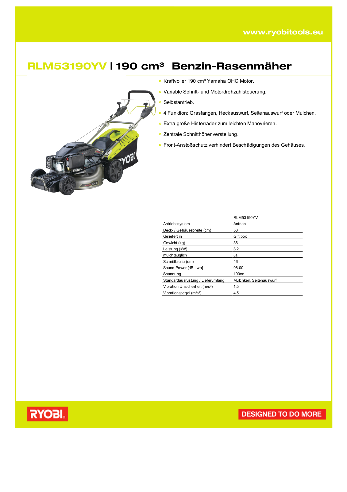 Ryobi RLM53190YV User Manual