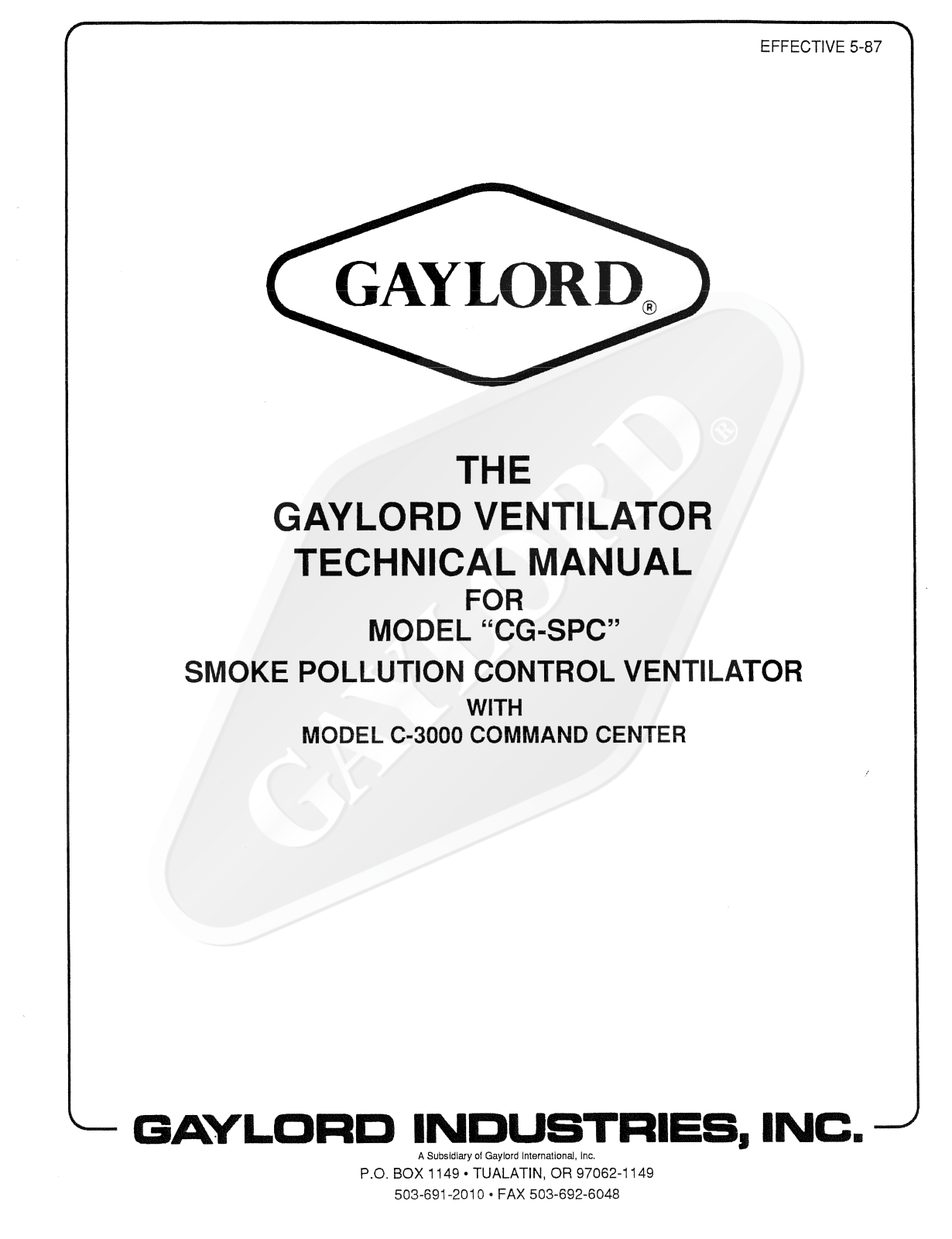 Gaylord CG-SPC Service Manual