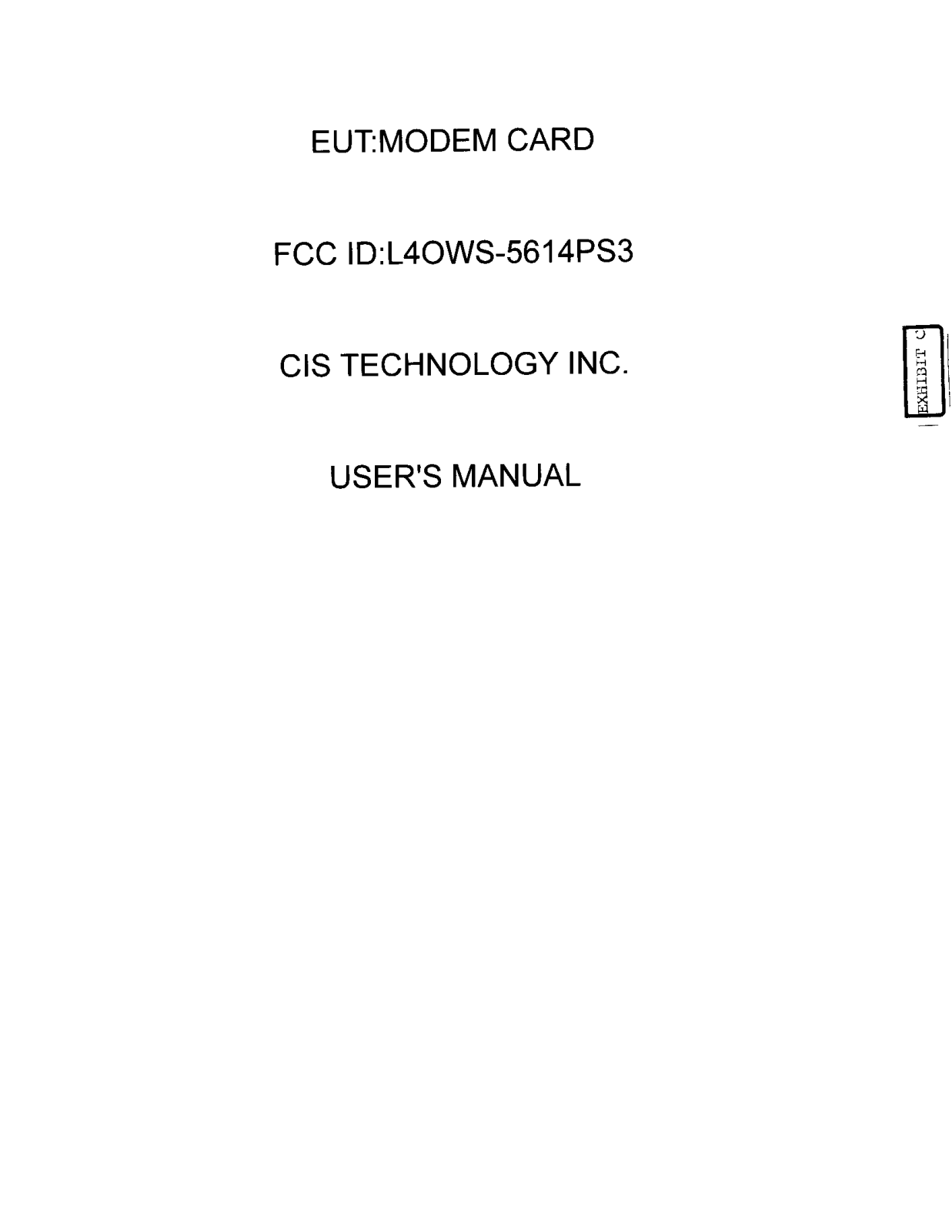 CIS Technology WS 5614PS3 User Manual