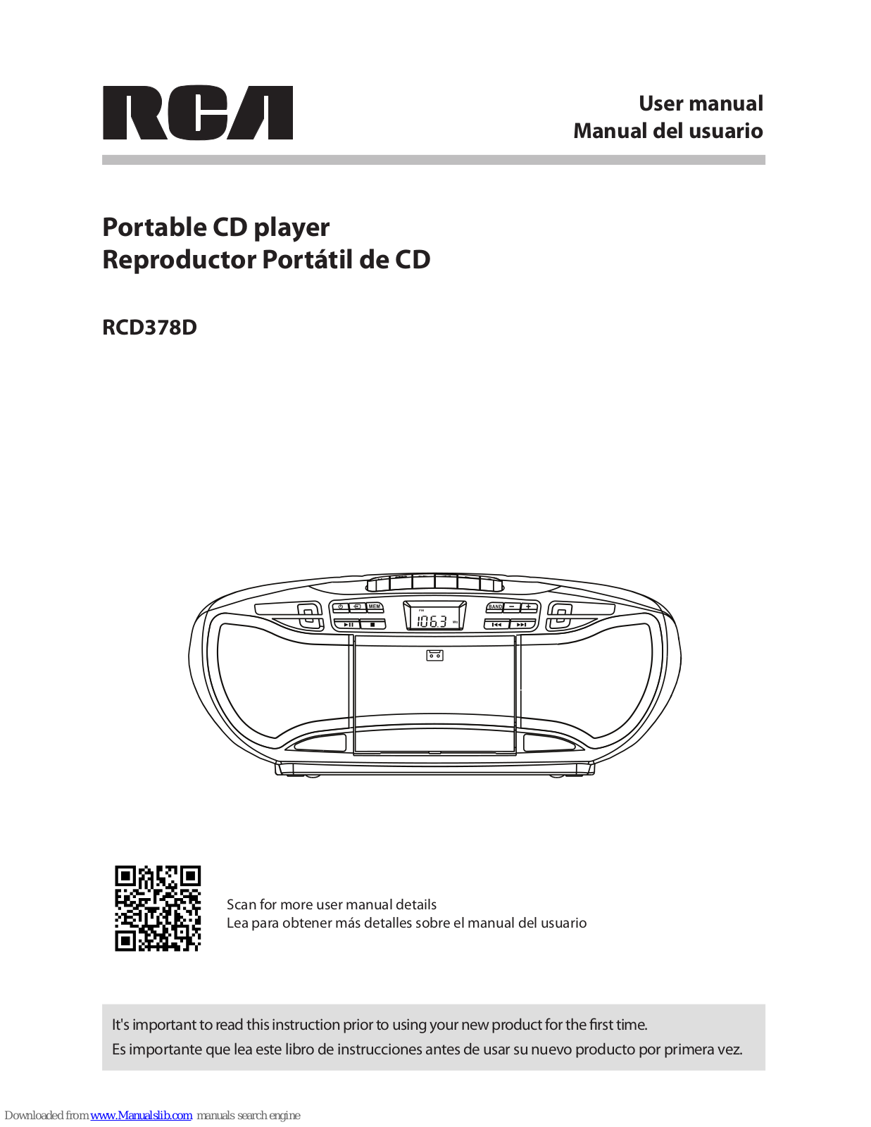 RCA RCD378D User Manual