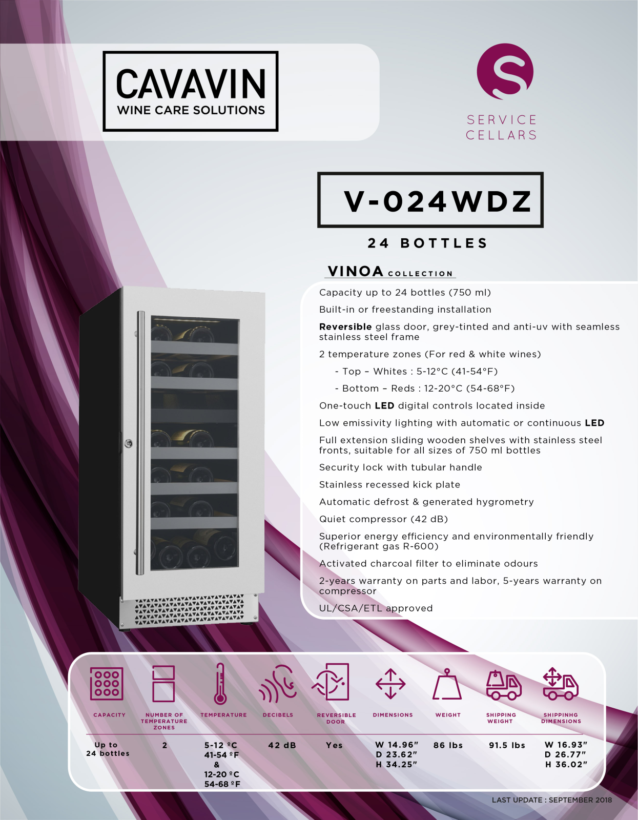 Cavavin V024WDZ Specs