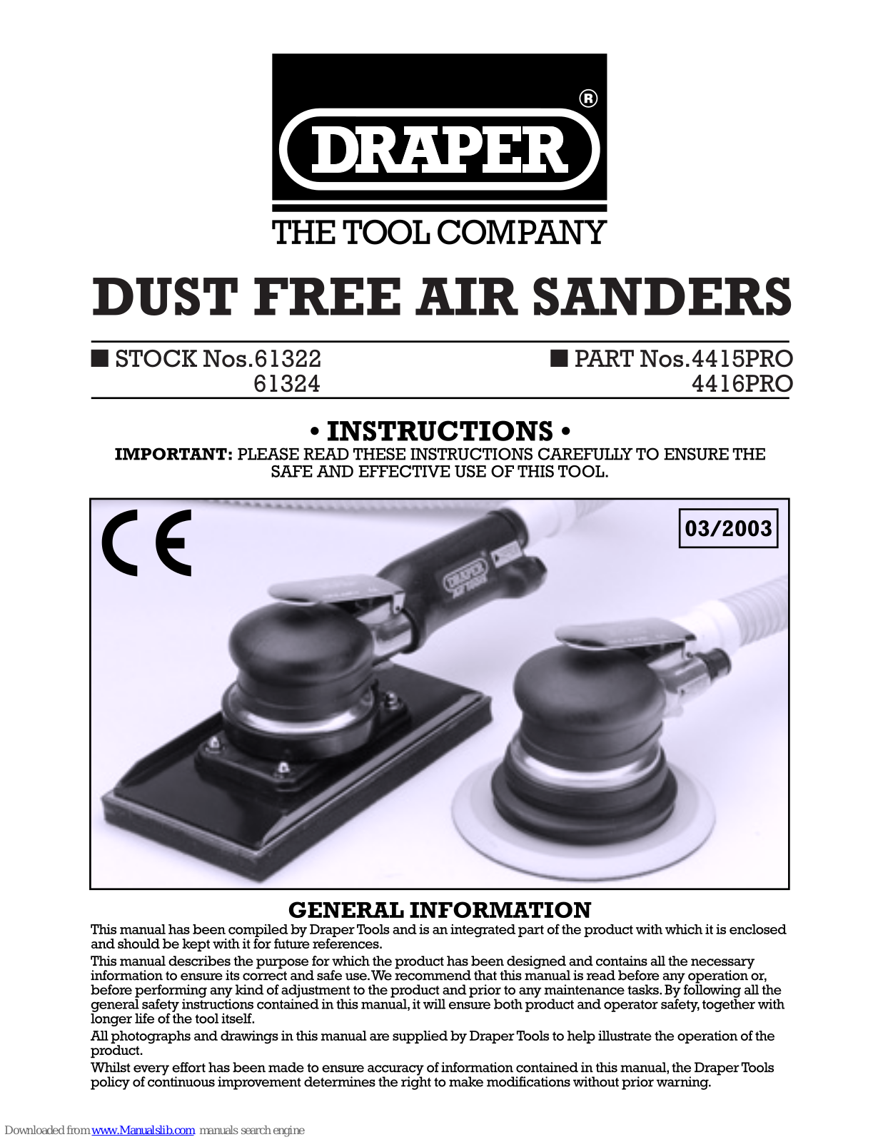 Draper 61322, 61324 Instructions Manual - ManualMachine.com
