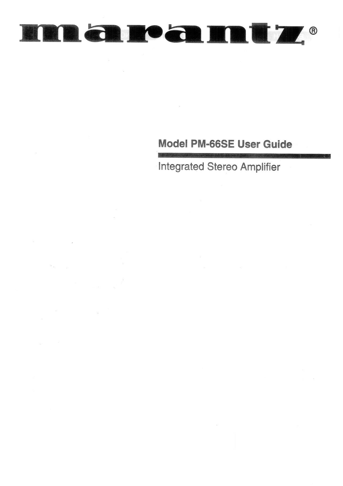 Marantz PM66SE user guide