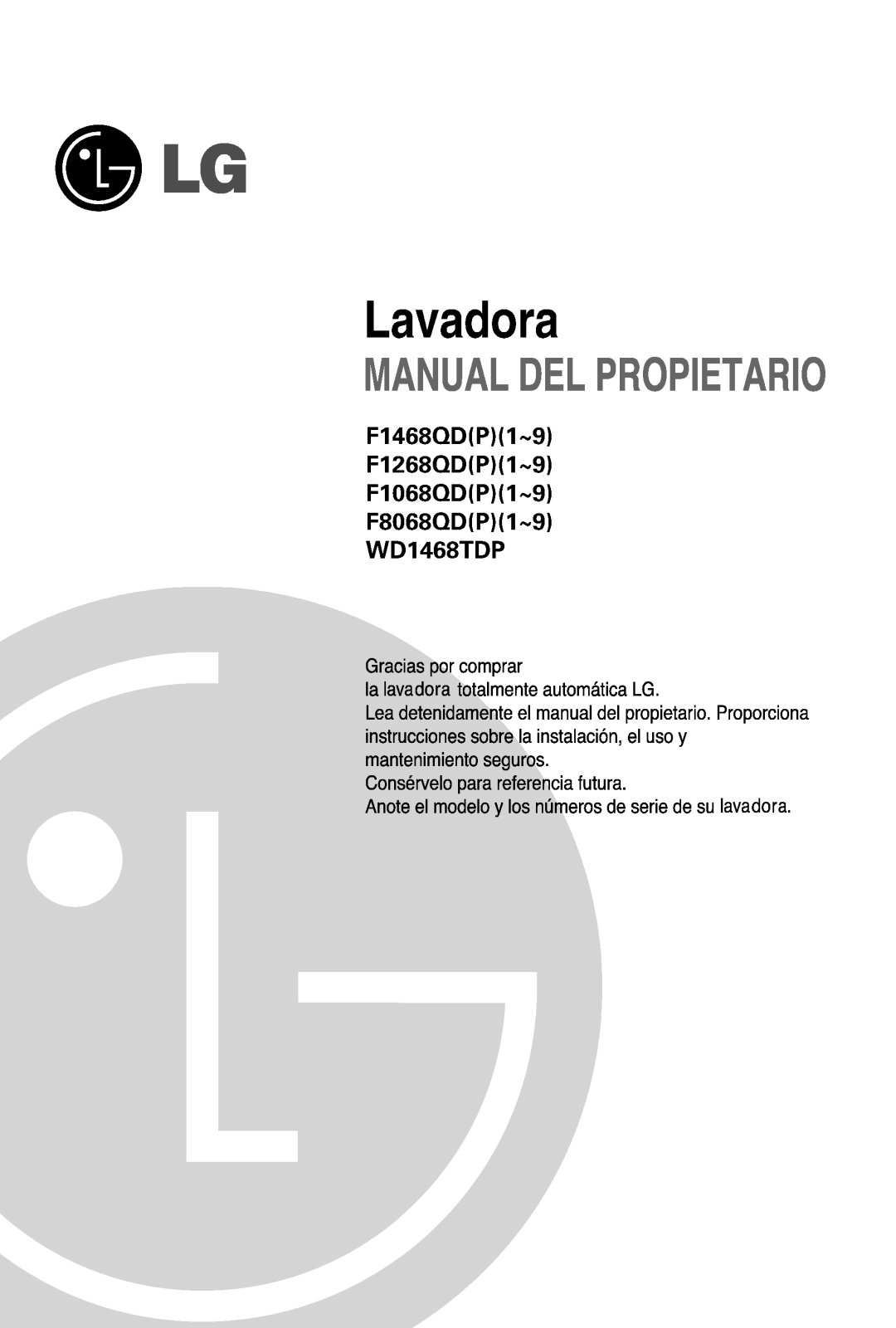 LG WD1468TDP Owner's manual