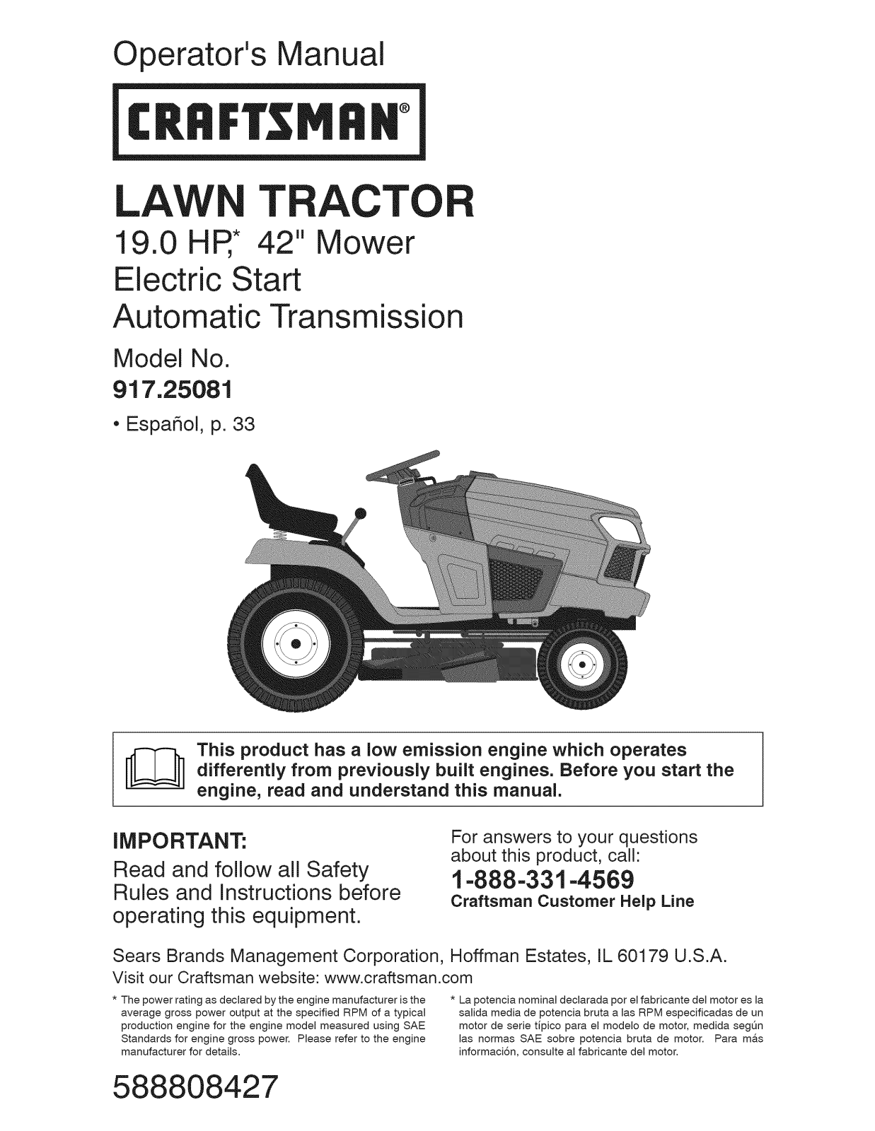 Craftsman 917250811 Owner’s Manual