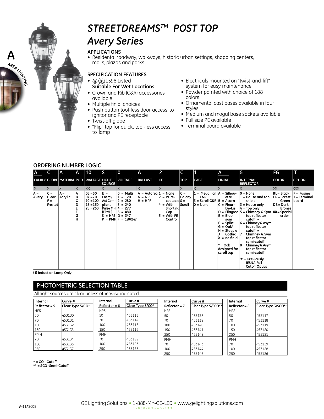 GE StreetDreams Specification Sheet