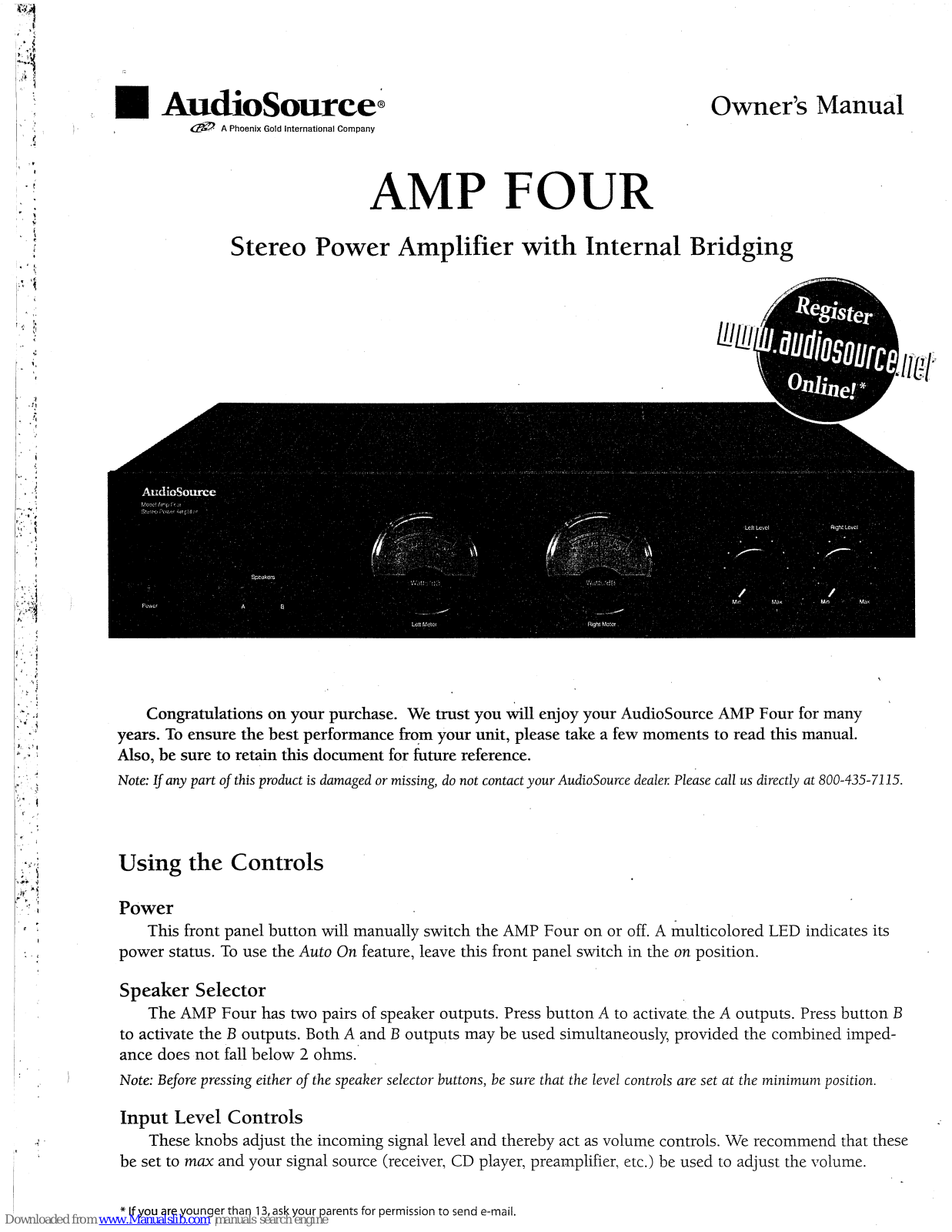 AudioSource Amp Four Owner's Manual - ManualMachine.com