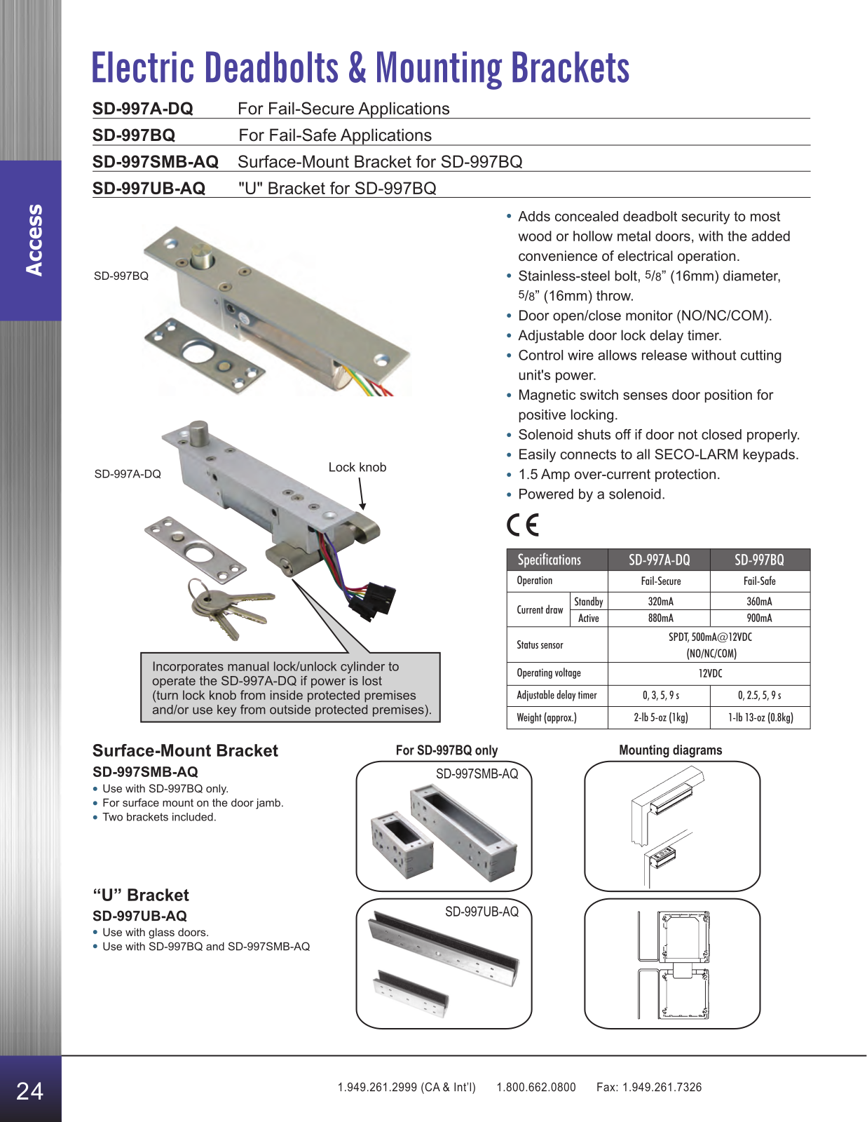 Seco-Larm SD-997UB-AQ Specsheet