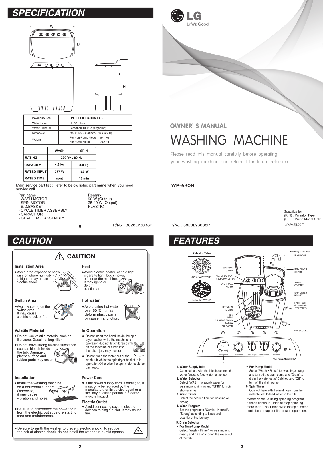 LG WP-630N Owner’s Manual