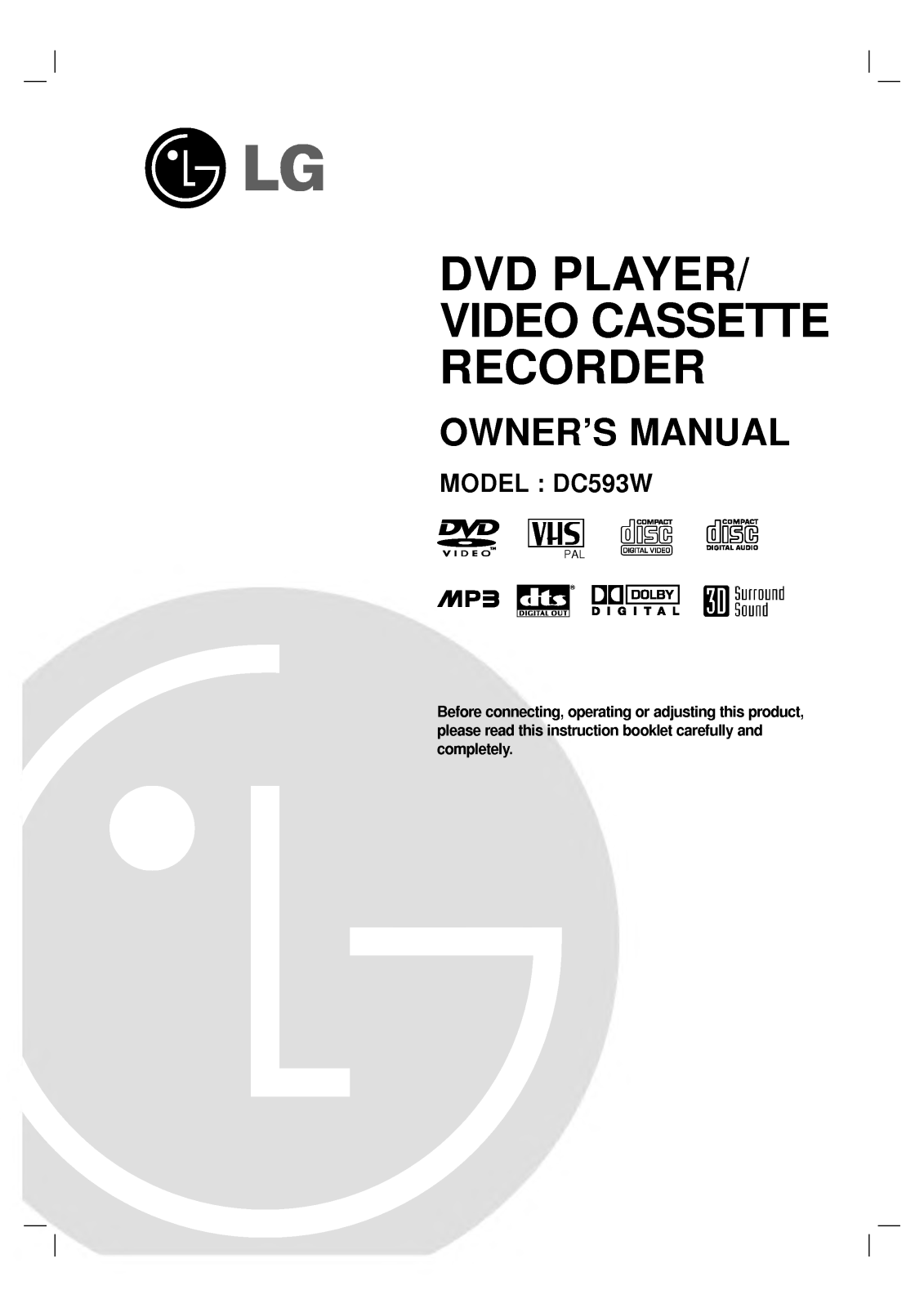 LG DC593W User Manual