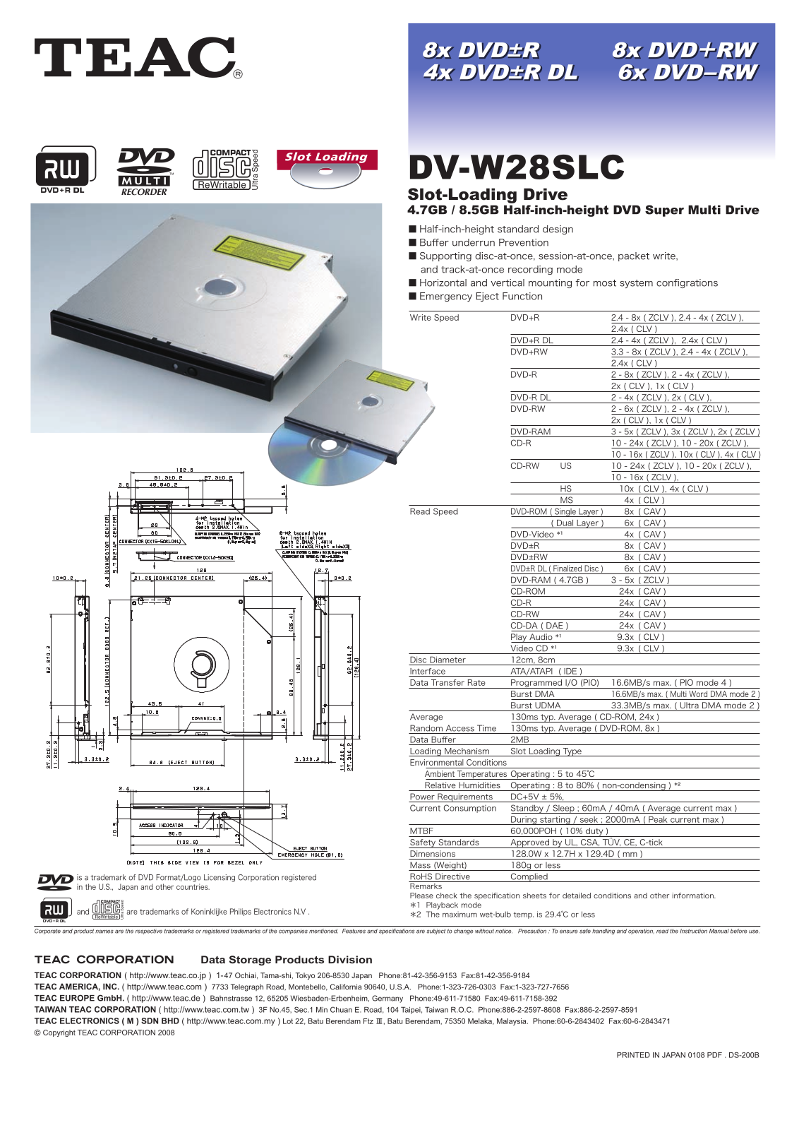 Teac DV-W28SLC User Manual