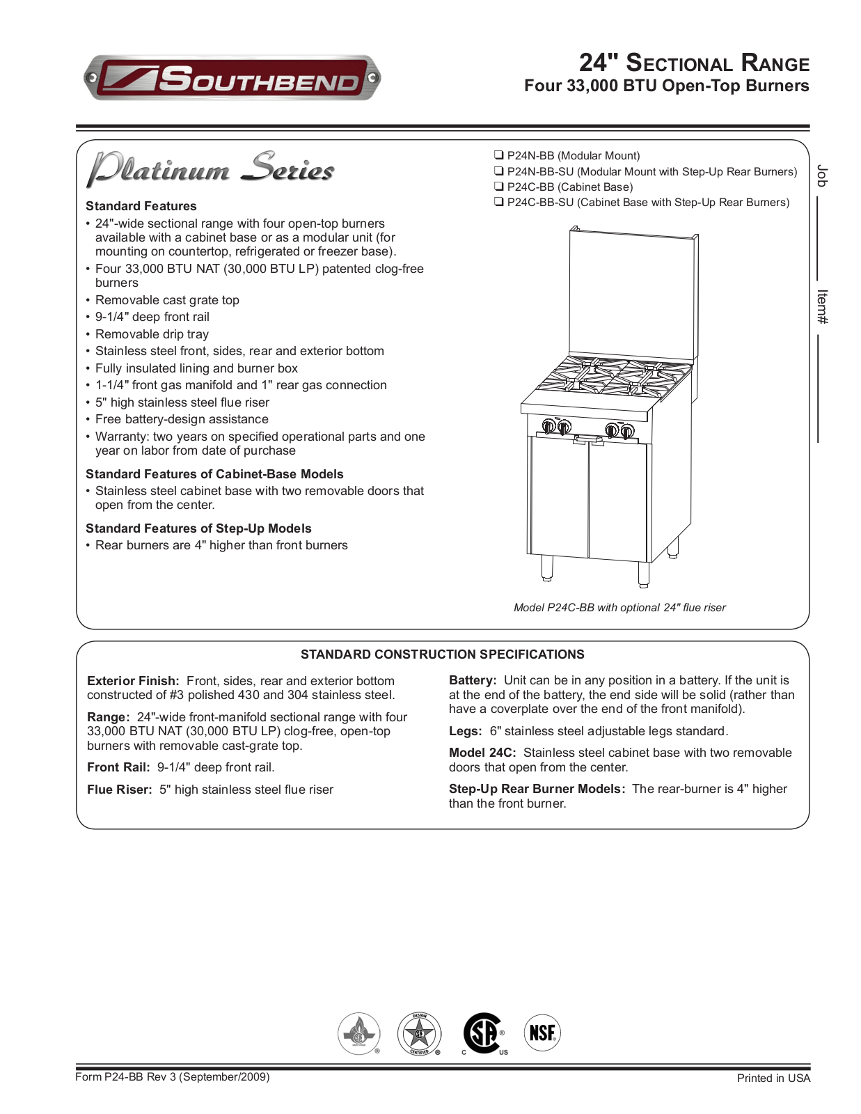 Southbend P24N-BB General Manual