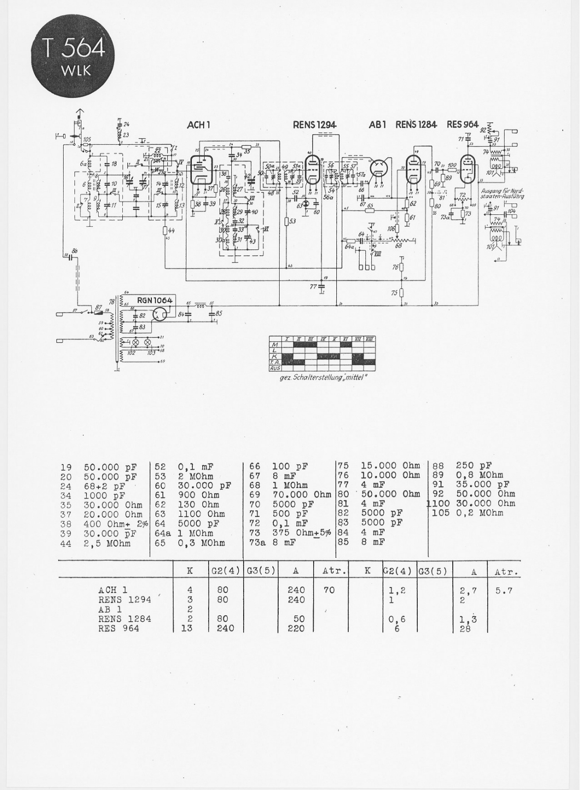 Telefunken 564-WLK Schematic