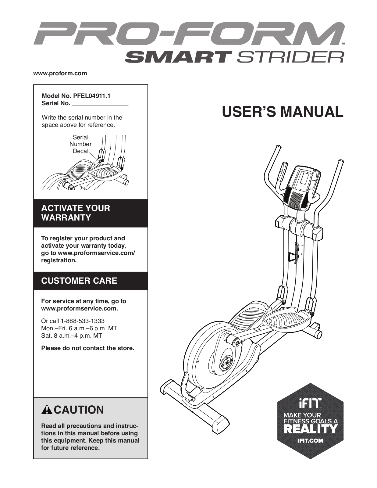 ProForm PFEL049111, SMART STRIDER Owner's Manual