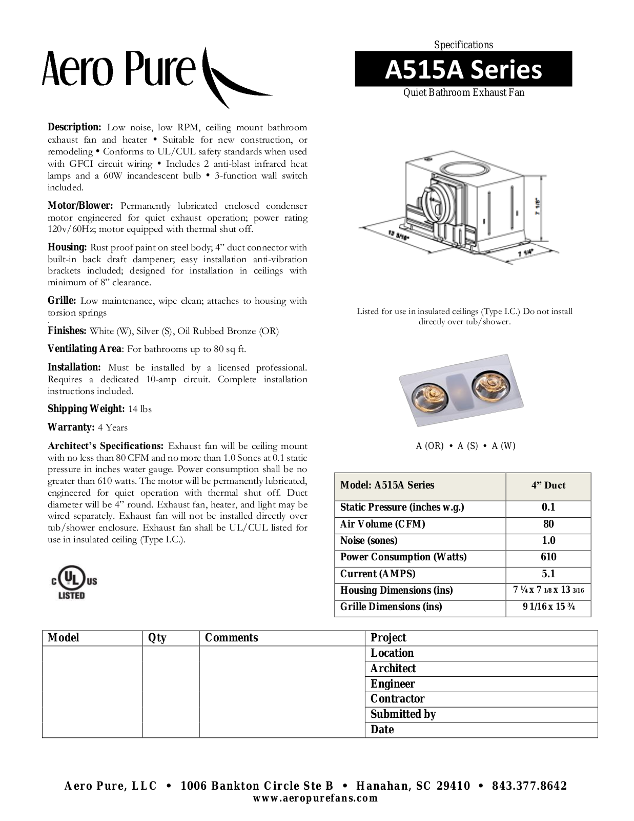 Aero Pure YAE1000 Specifications - ManualMachine.com