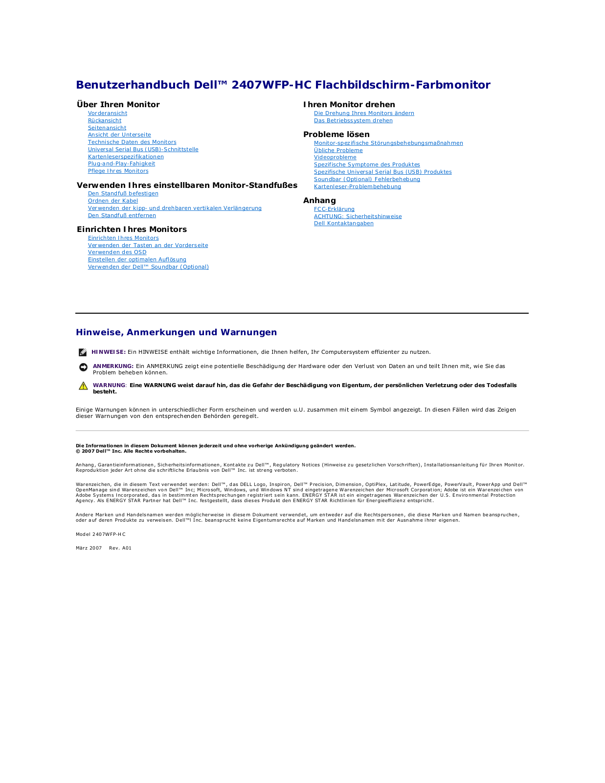 Dell 2407WFP-HC User Manual