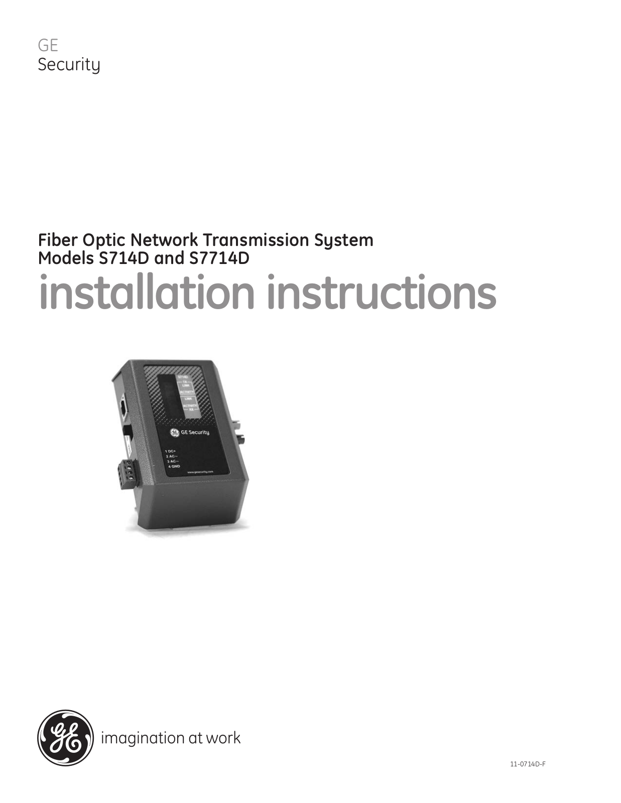 GE Security S714DT-RST1, S714D-RST2 Installation Instructions