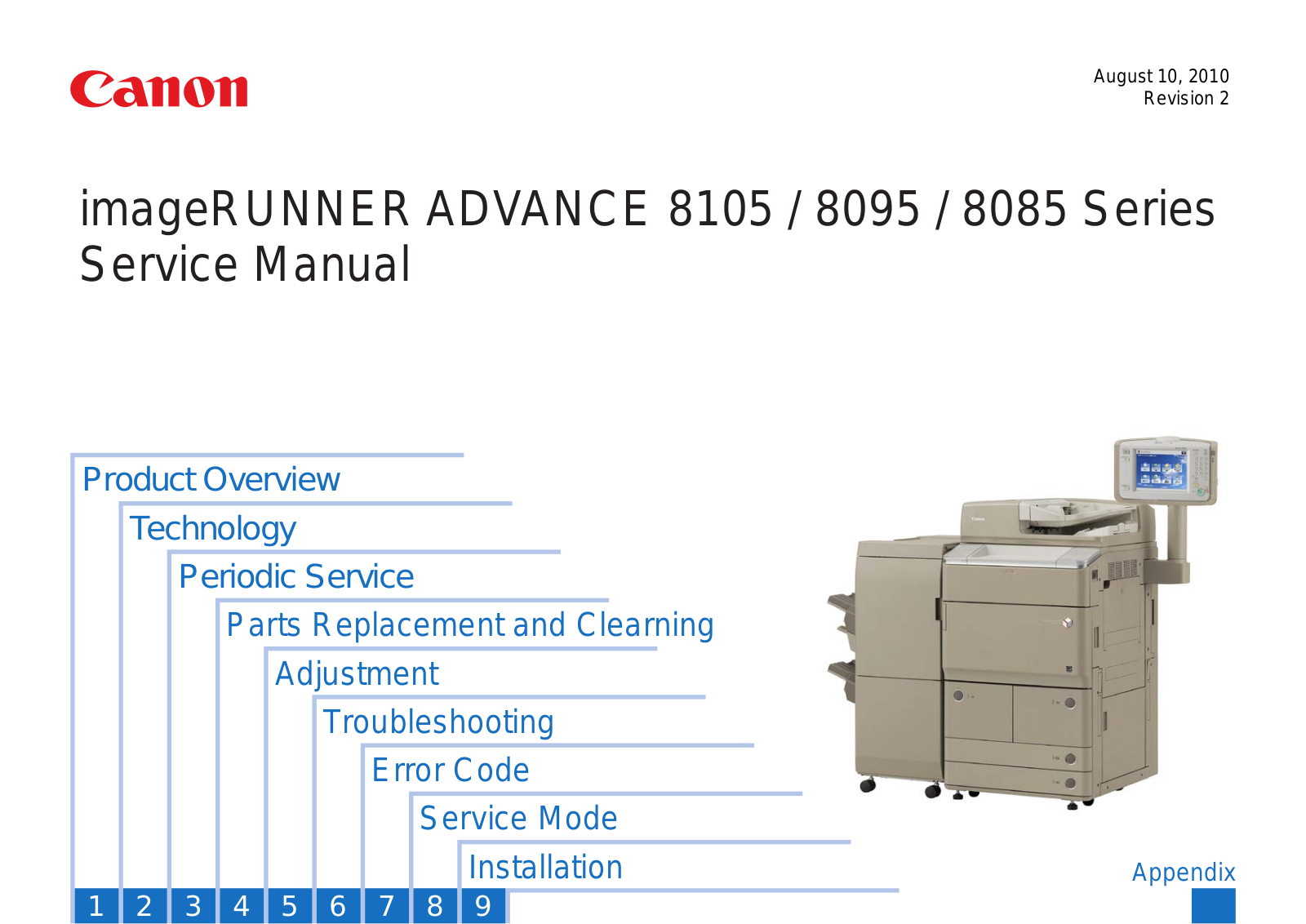 Canon imageRUNNER ADVANCE 8105 Series, imageRUNNER ADVANCE 8085 Series, imageRUNNER ADVANCE 8095 Series Service Manual