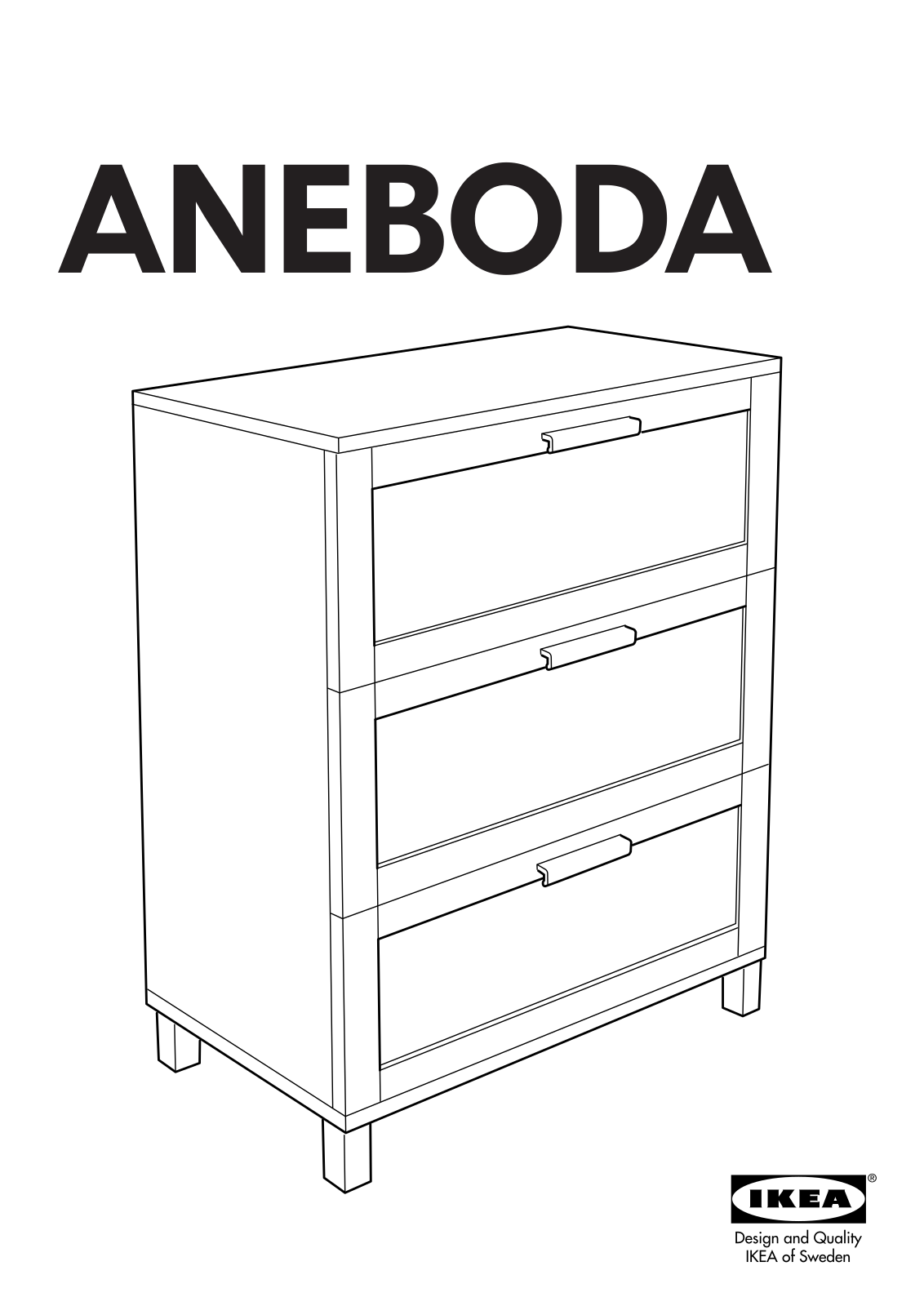 IKEA ANEBODA CHEST/3DRAWERS 32