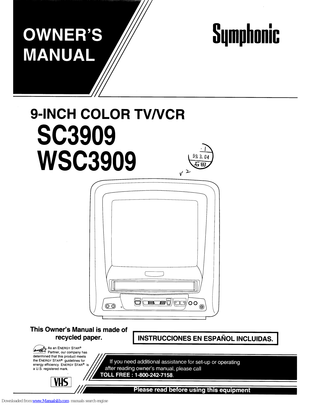 Symphonic SC3909 Owner's Manual