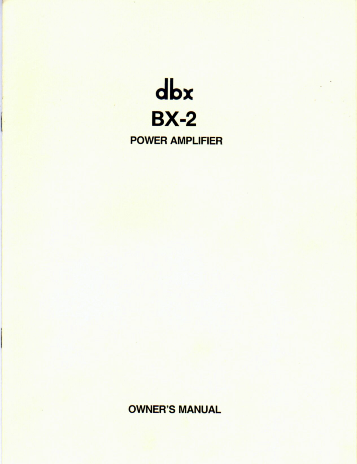 Dbx BX2 Owners Manual