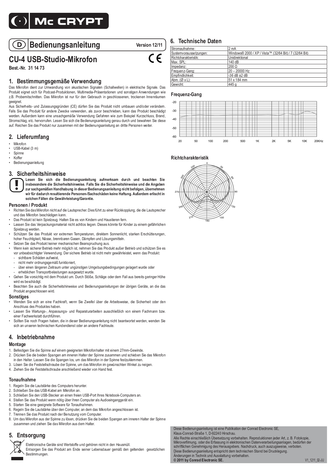 Mc Crypt CU-4 Operation Manual