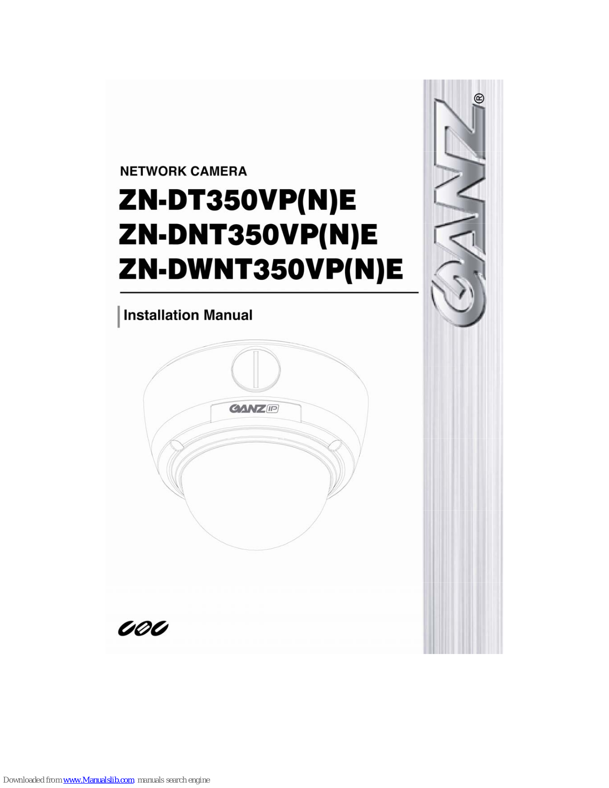 Ganz ZN-DT350VP(N)E, ZN-DNT350VP(N)E, ZN-DWNT350VP(N)E Installation Manual