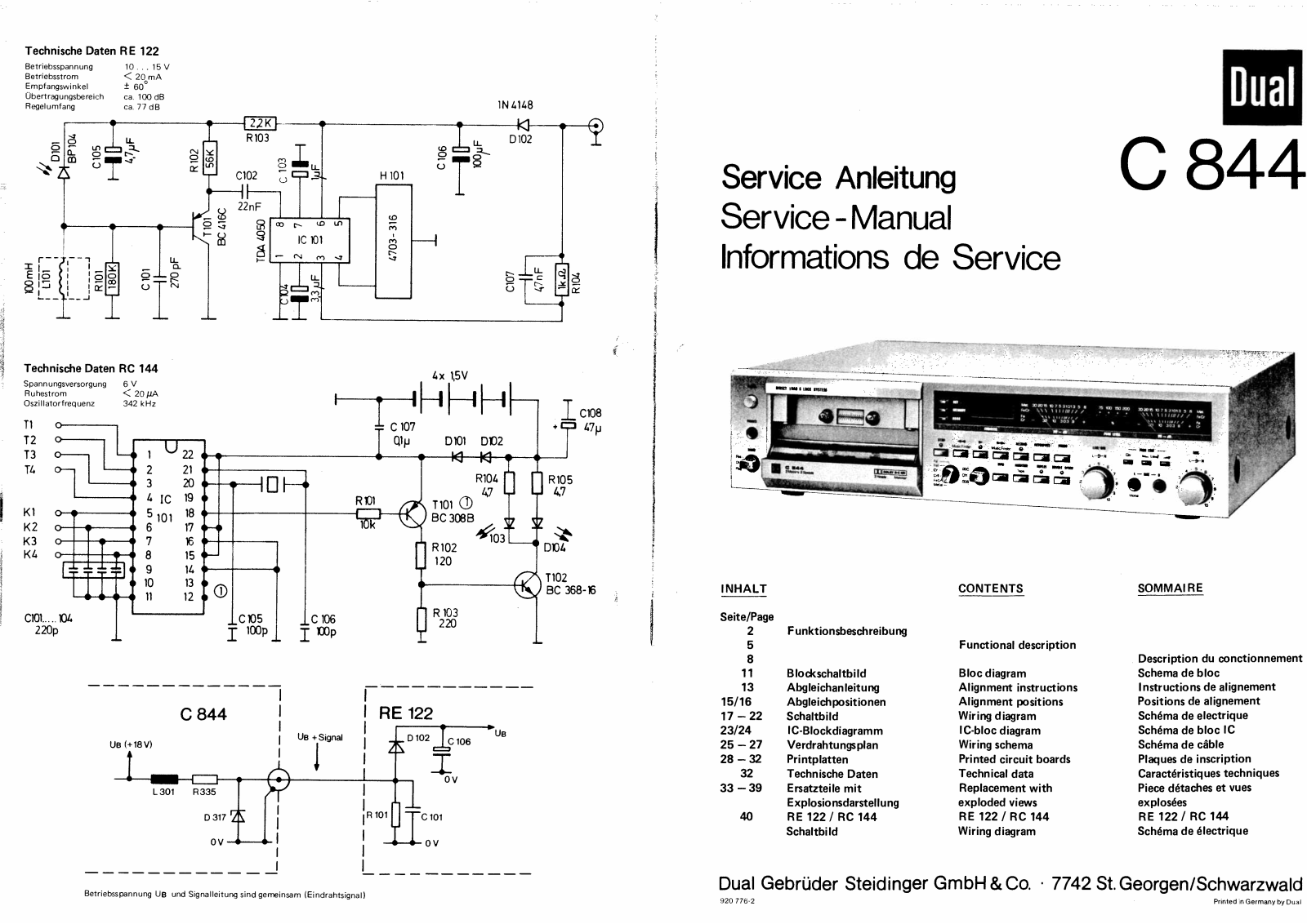 Dual C-844 Service manual