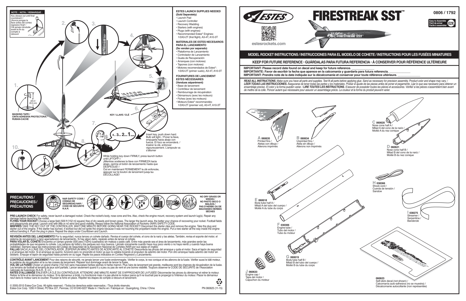 Estes Firestreak SST, 0806, 1792 User guide - ManualMachine.com