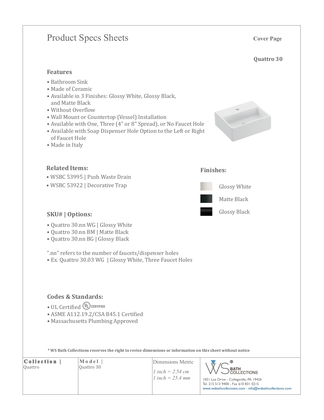 WS Bath Collections WSO3431 Specifications - ManualMachine.com