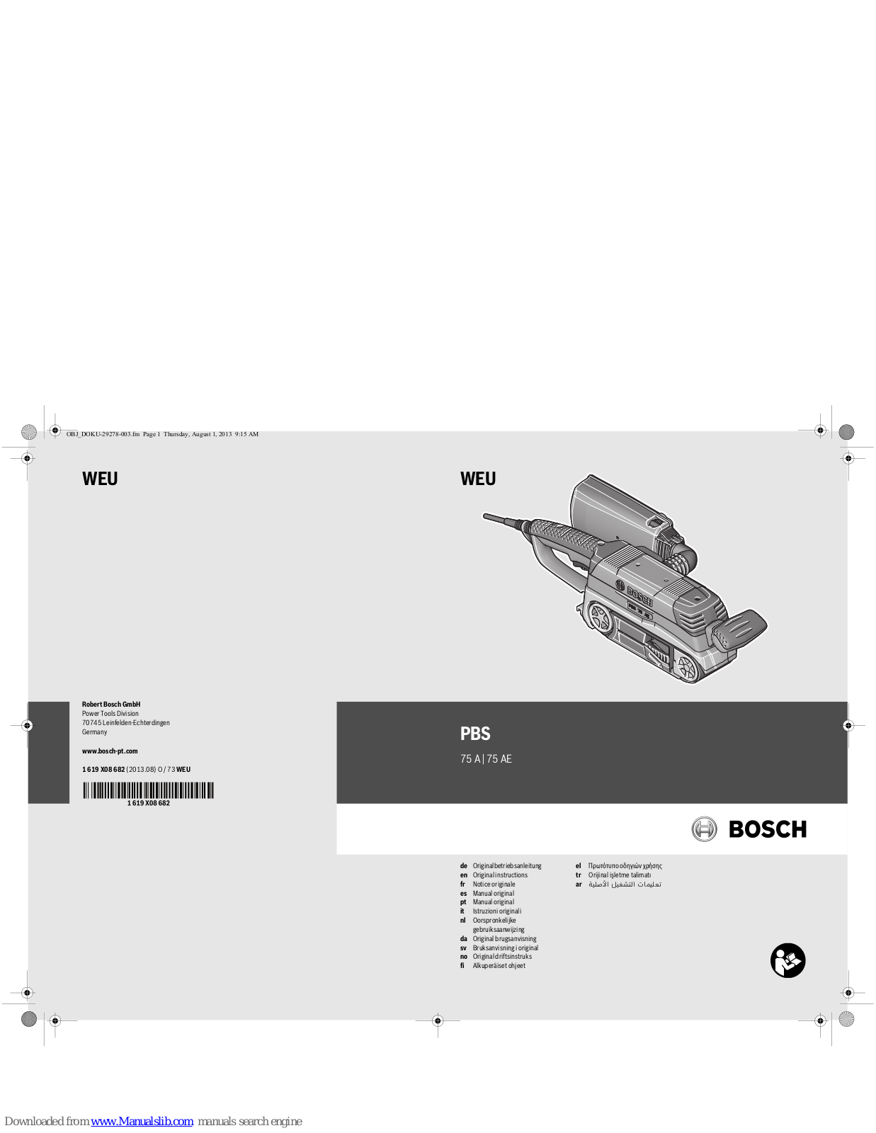 Bosch PBS 75 AE, PBS 75 A Original Instructions Manual