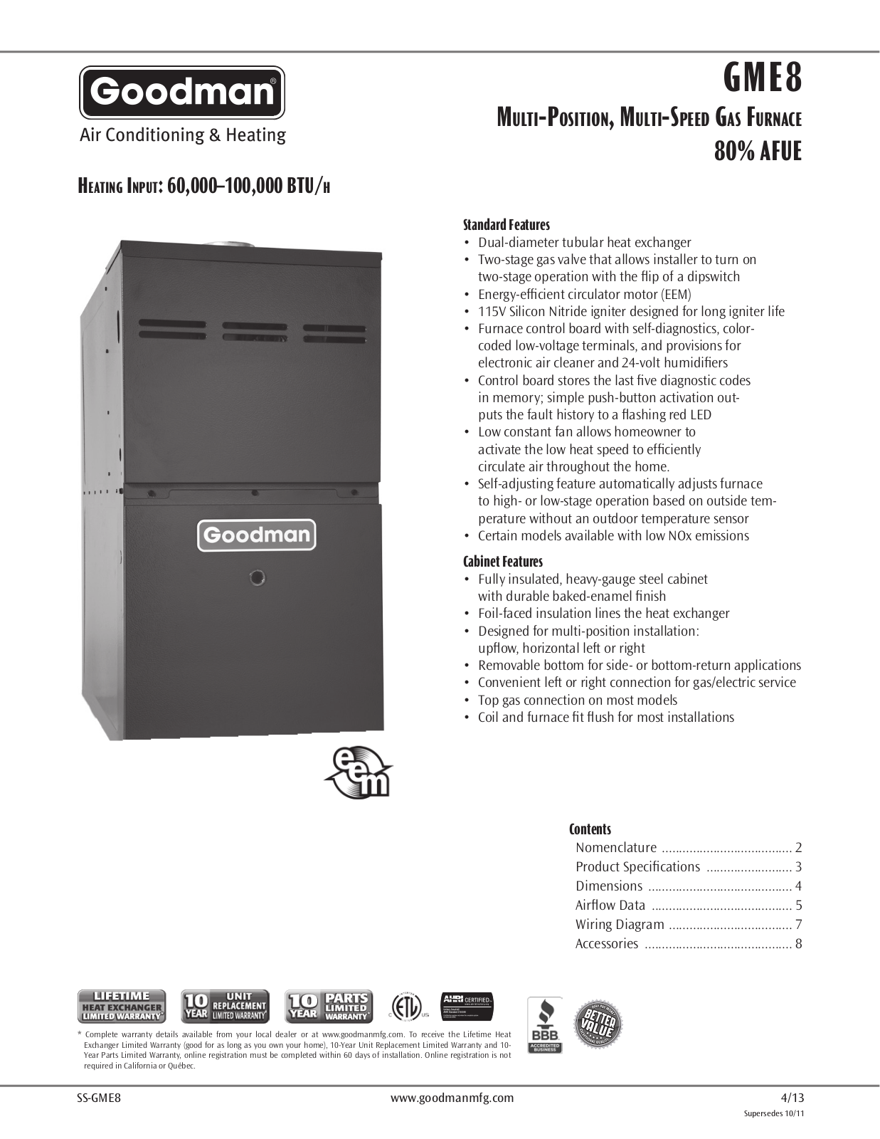 Goodman Mfg SS-GME8 User Manual