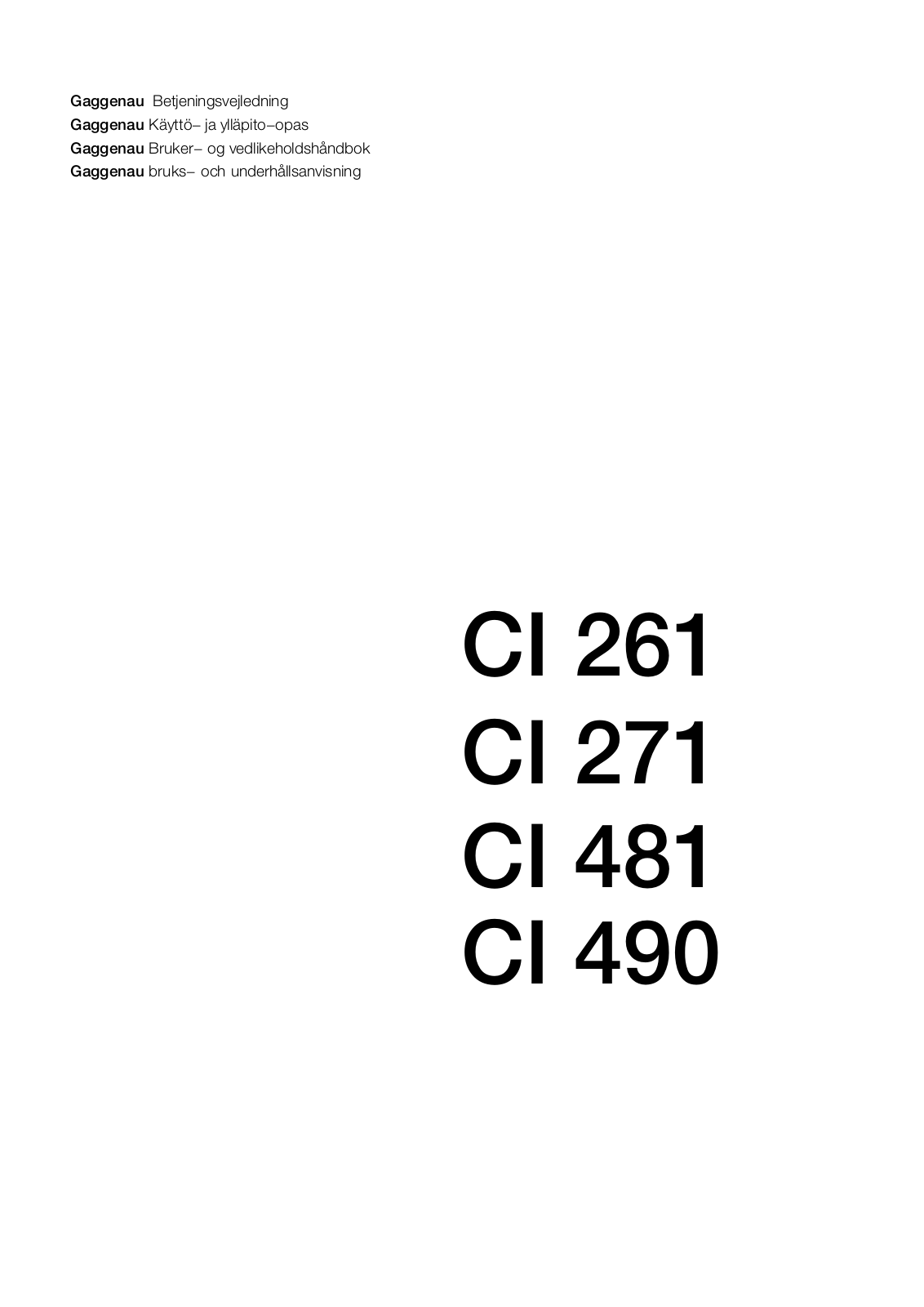 Gaggenau CI490112 User Manual