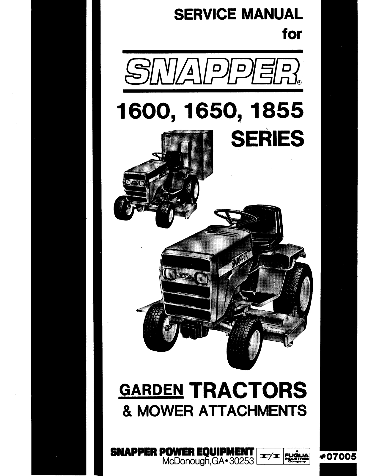 Snapper 1600, 1650, 1855 User Manual