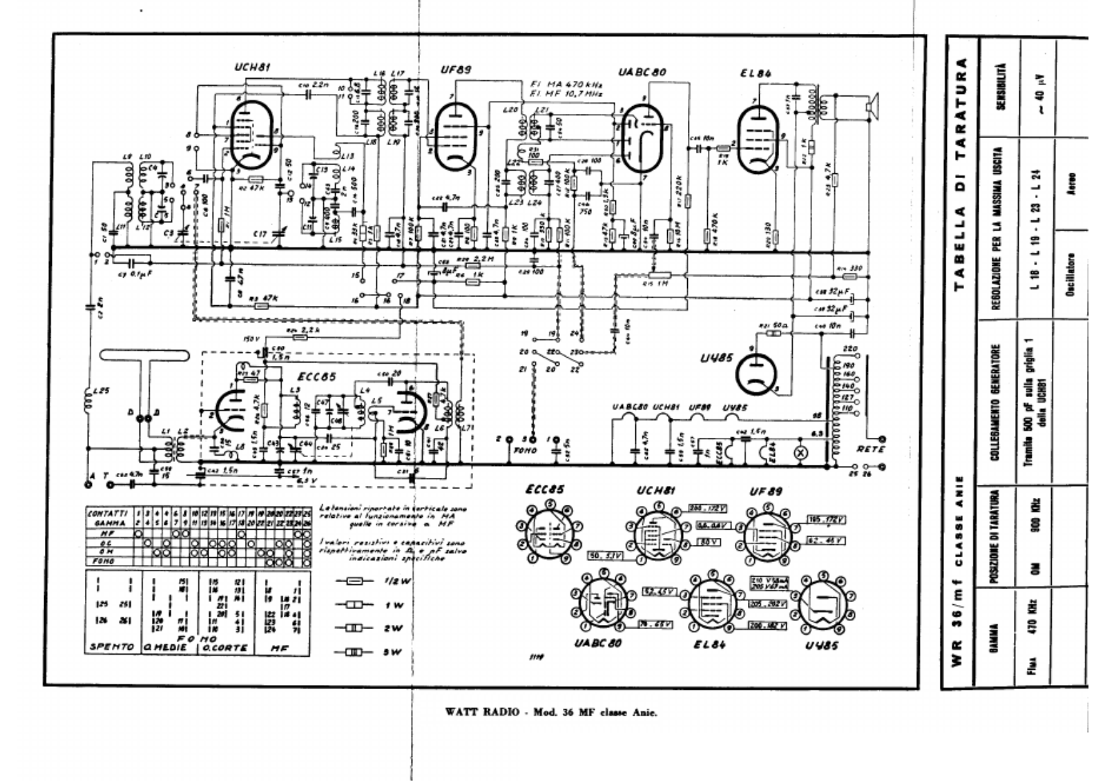 Watt Radio wr36 anie schematic