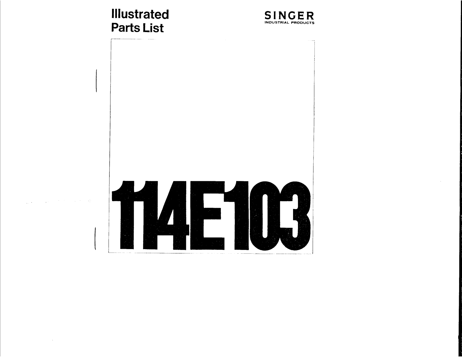 SINGER 114E103 Parts List