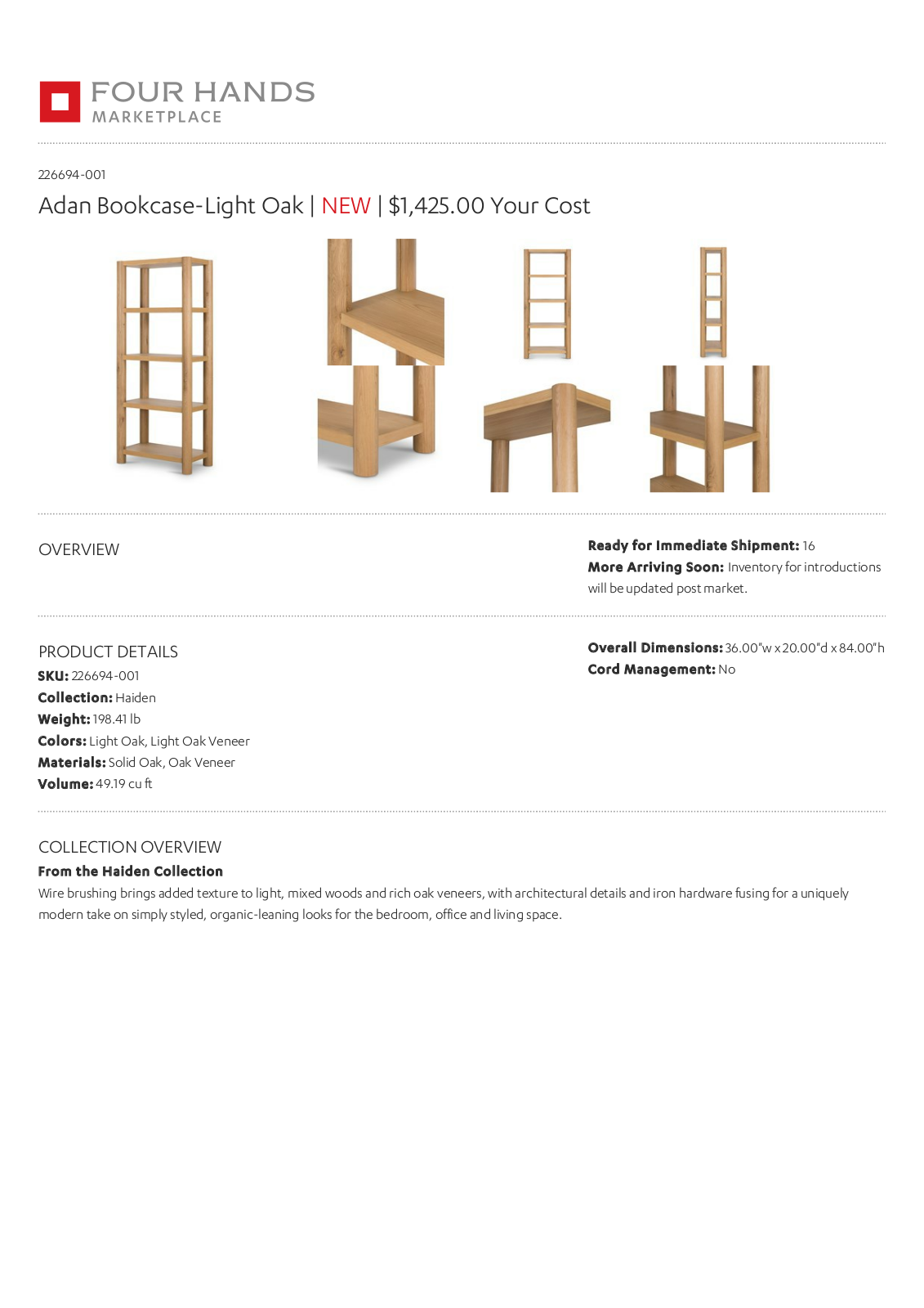 Four Hands FHNE3577 Specifications - ManualMachine.com
