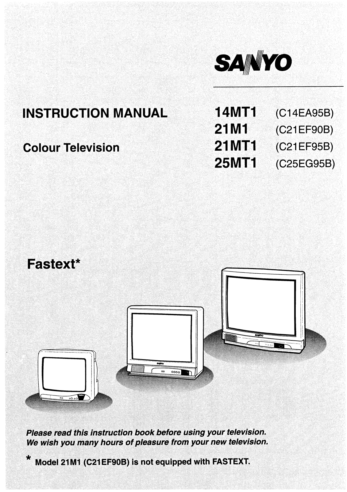 Sanyo C14EA95B, C21EF90B, C21EF95B, C25EG95B Instruction Manual