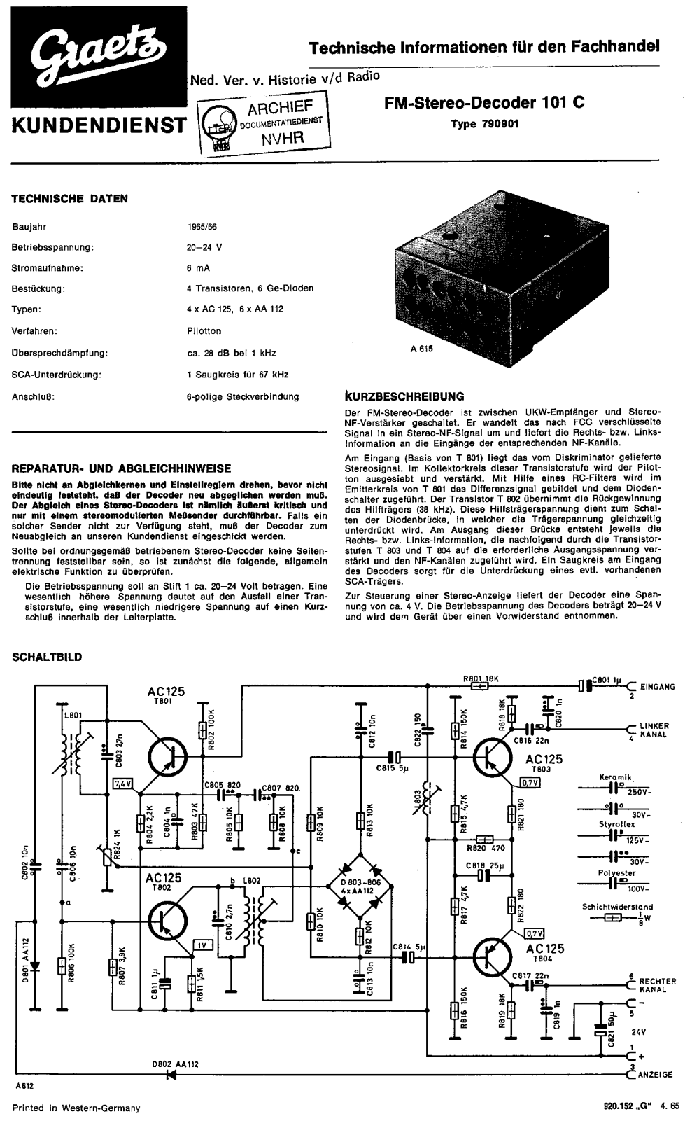 Graetz 101C Schematic