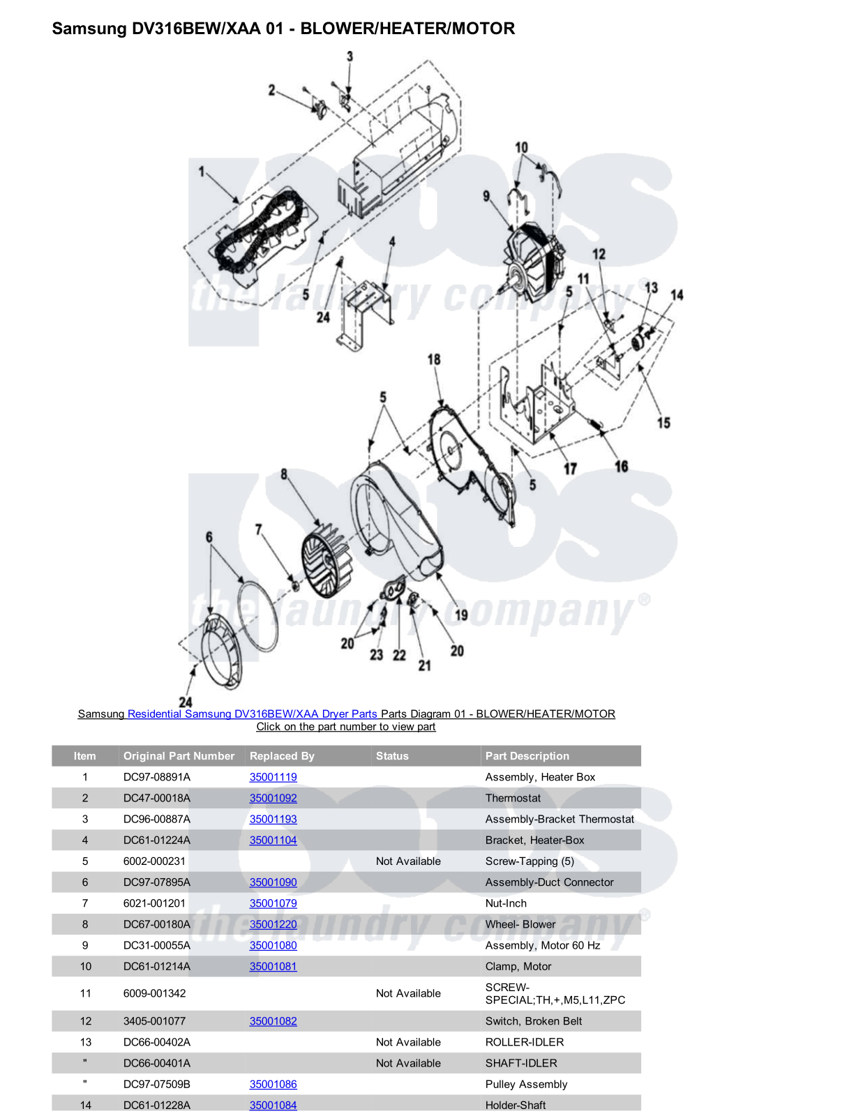 Samsung DV316BEW/XAA Parts Diagram