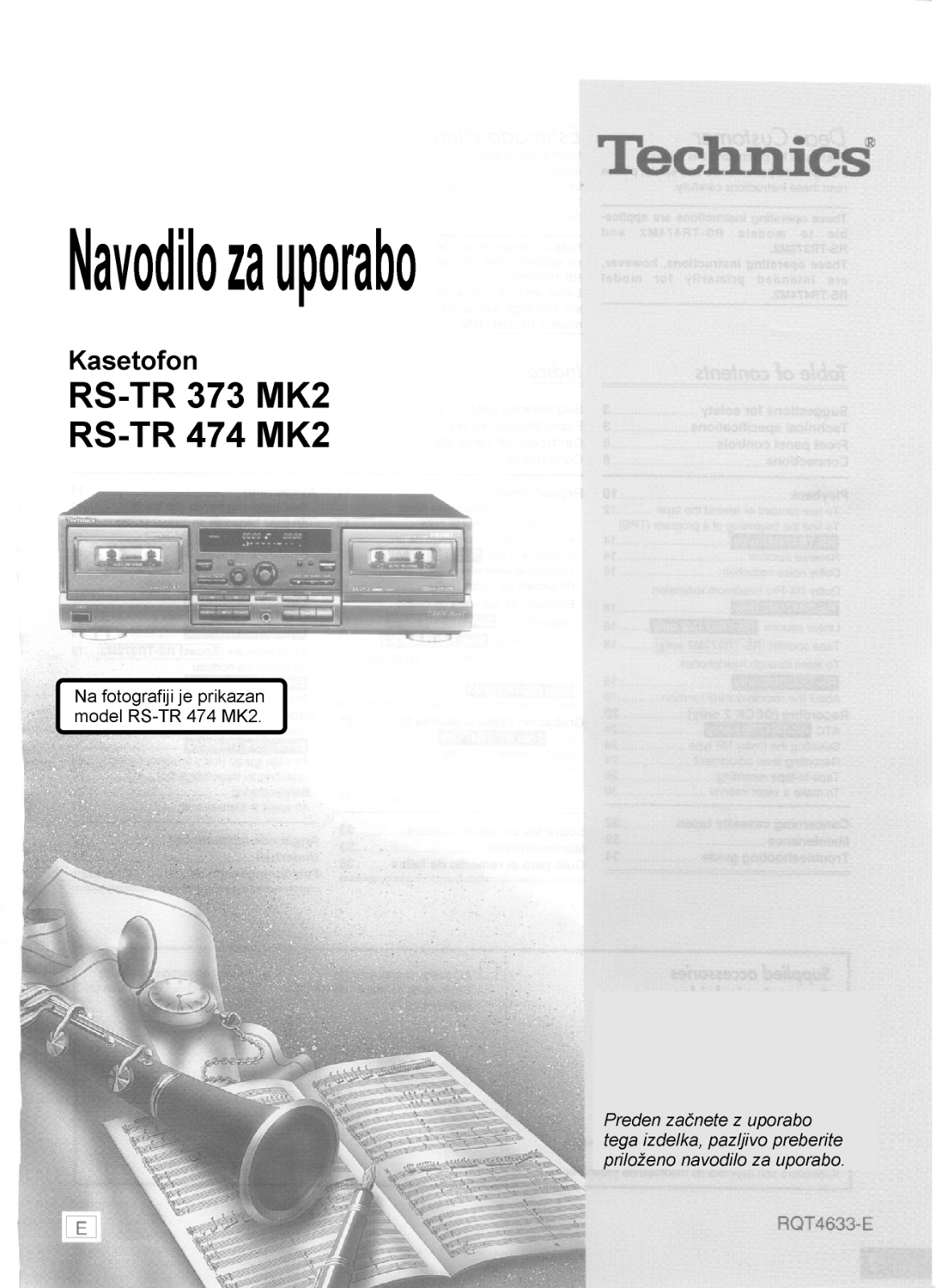 Panasonic RS-TR373MK2, RS-TR474MK2 User Manual