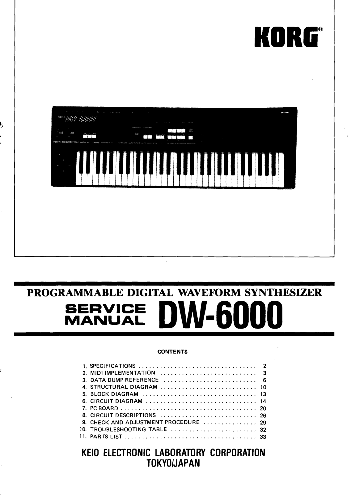 Korg DW-6000 Service Manual