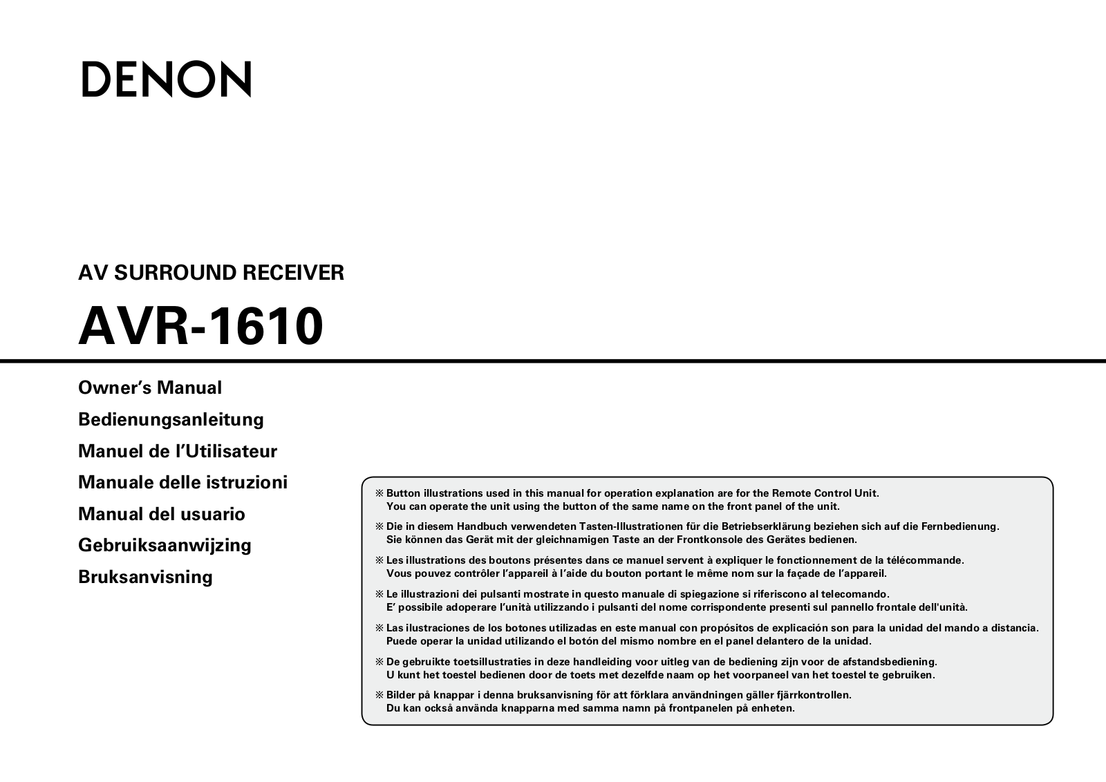 Denon AVR-1610E2 Manual