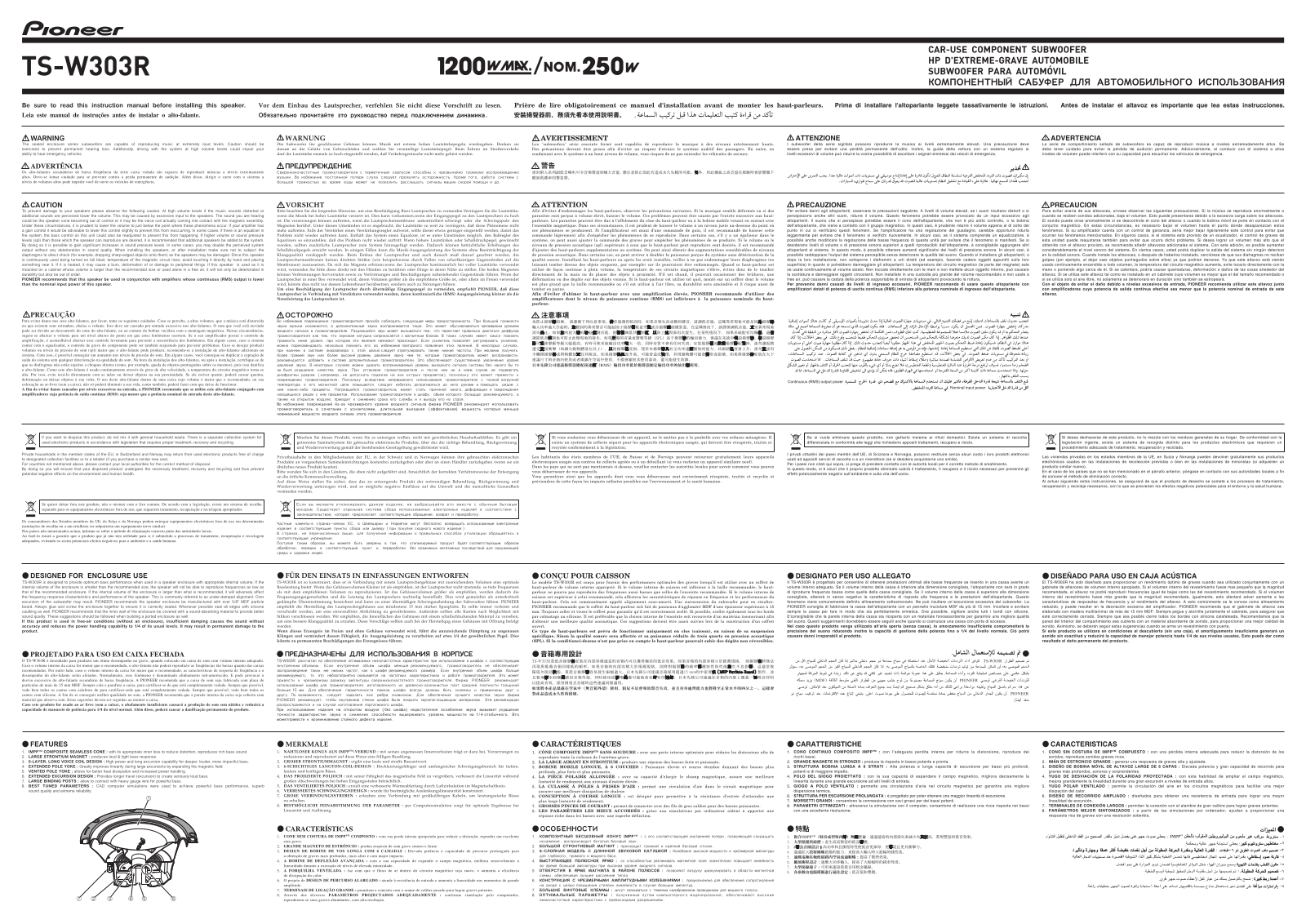 PIONEER TS-W303R User Manual