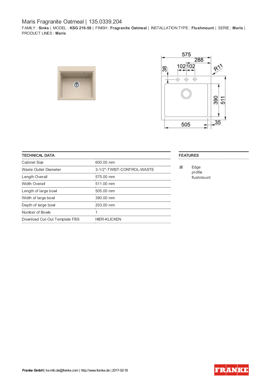 Franke 135.0339.204 Service Manual