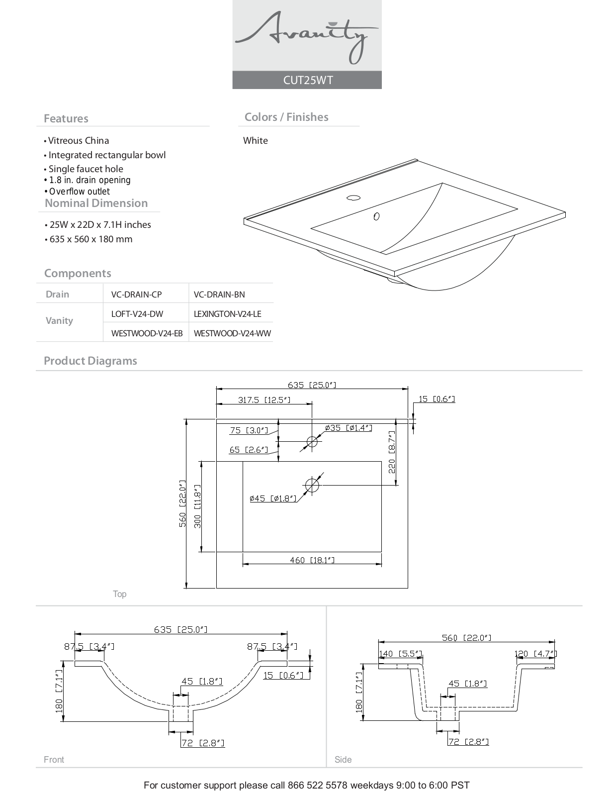Avanity AVN1305 Specifications & Dimensions - ManualMachine.com