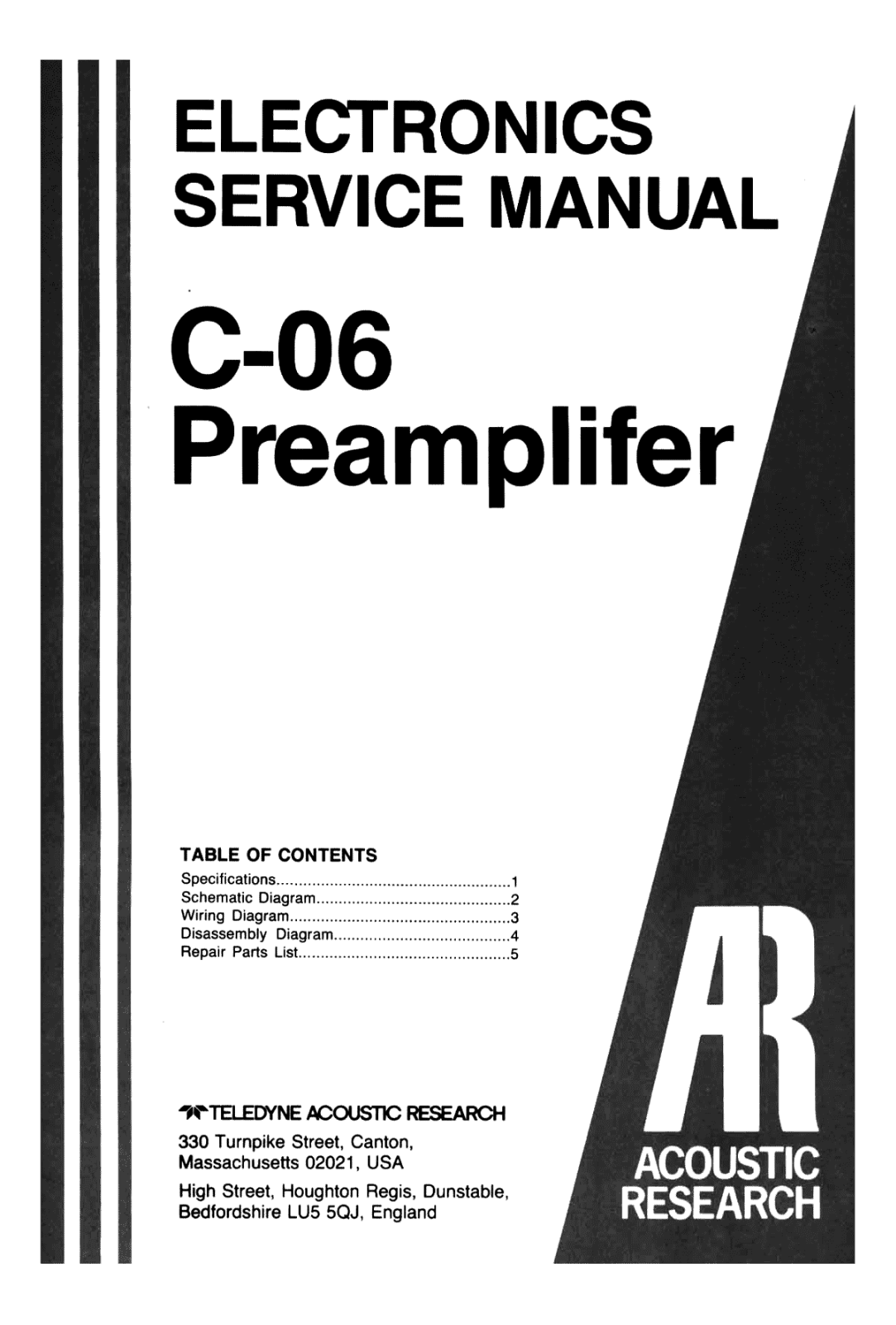 Acoustic Research C-06 Service manual
